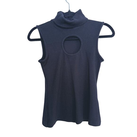 Beaufille Turtleneck Keyhole Sleeveless Knit Top Black XS Minimal Quiet Luxury - Picture 2 of 4